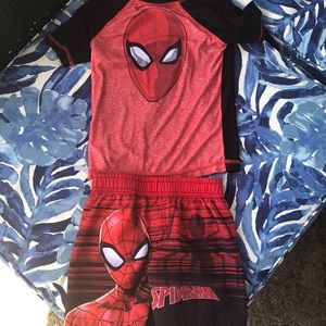 Boys Spider-Man rash guard & bathing suit shorts